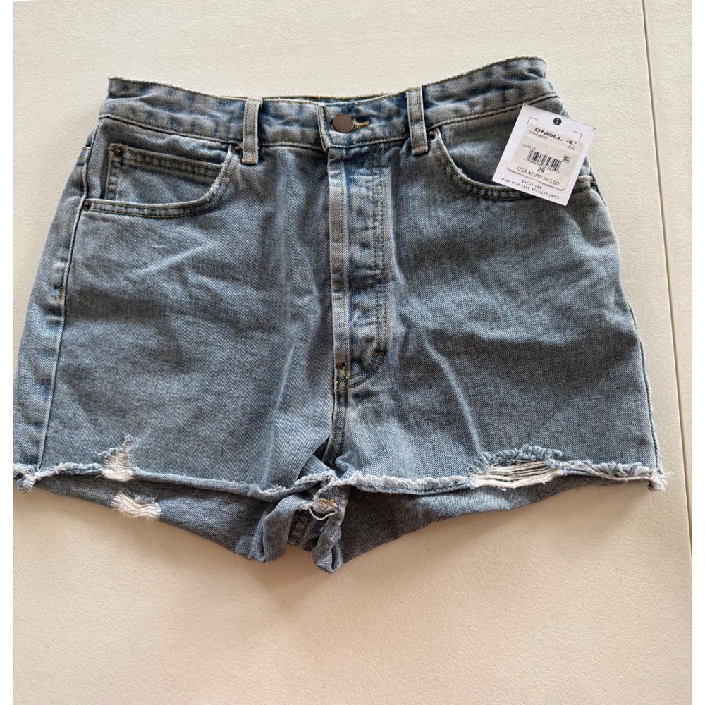 O'Neill Lanisa High Waist Denim Cutoff Shorts size 28 blue Beach Summer